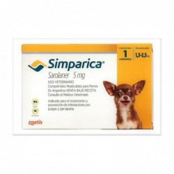 Antiparasitario Simparica de 1,3 A 2,5 Kg Comprimido 5 mg